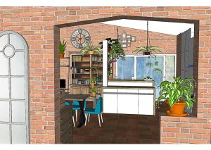 3D entrée villa ambiance loft